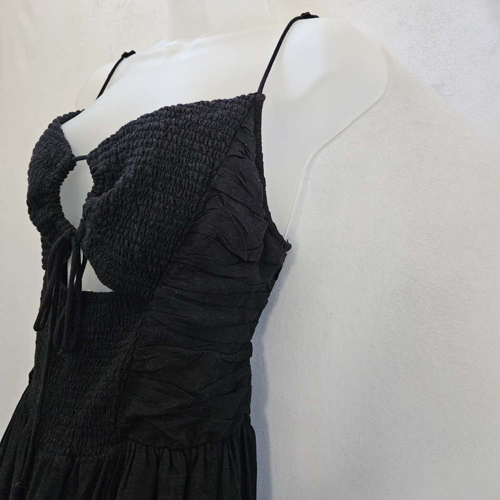 Free People Jumpsuit sz L Day Glow One Piece Black Wide Leg Whimsigoth Fairy NWT - Picture 9 of 15